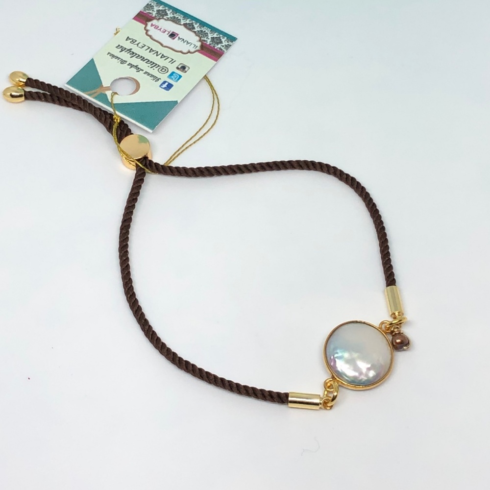 CLEARANCE Mother of Pearl Cord BLACK Bracelet - Picture 4 of 7